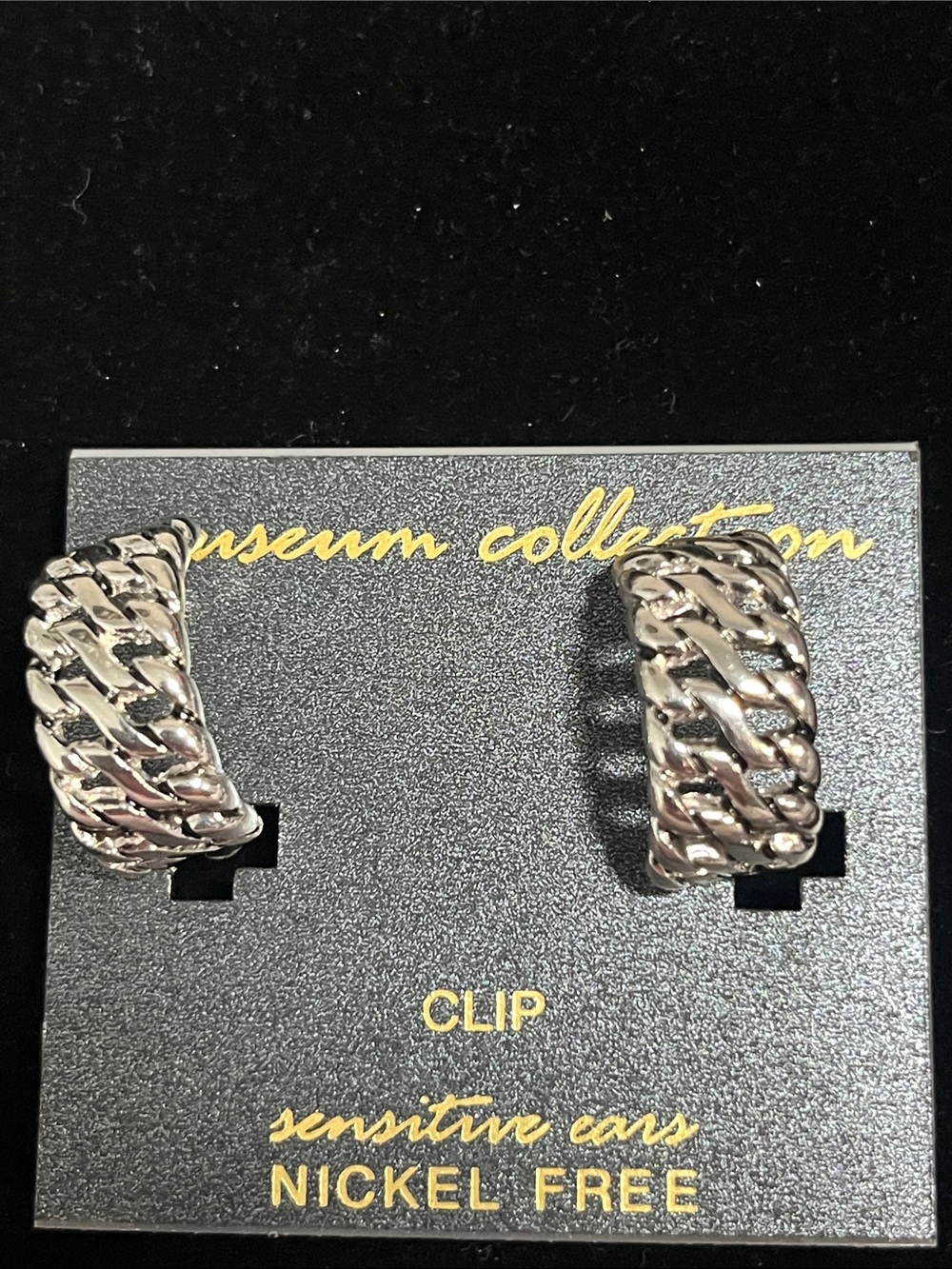 Nickel-Free Silver Braided Clip-On Earrings